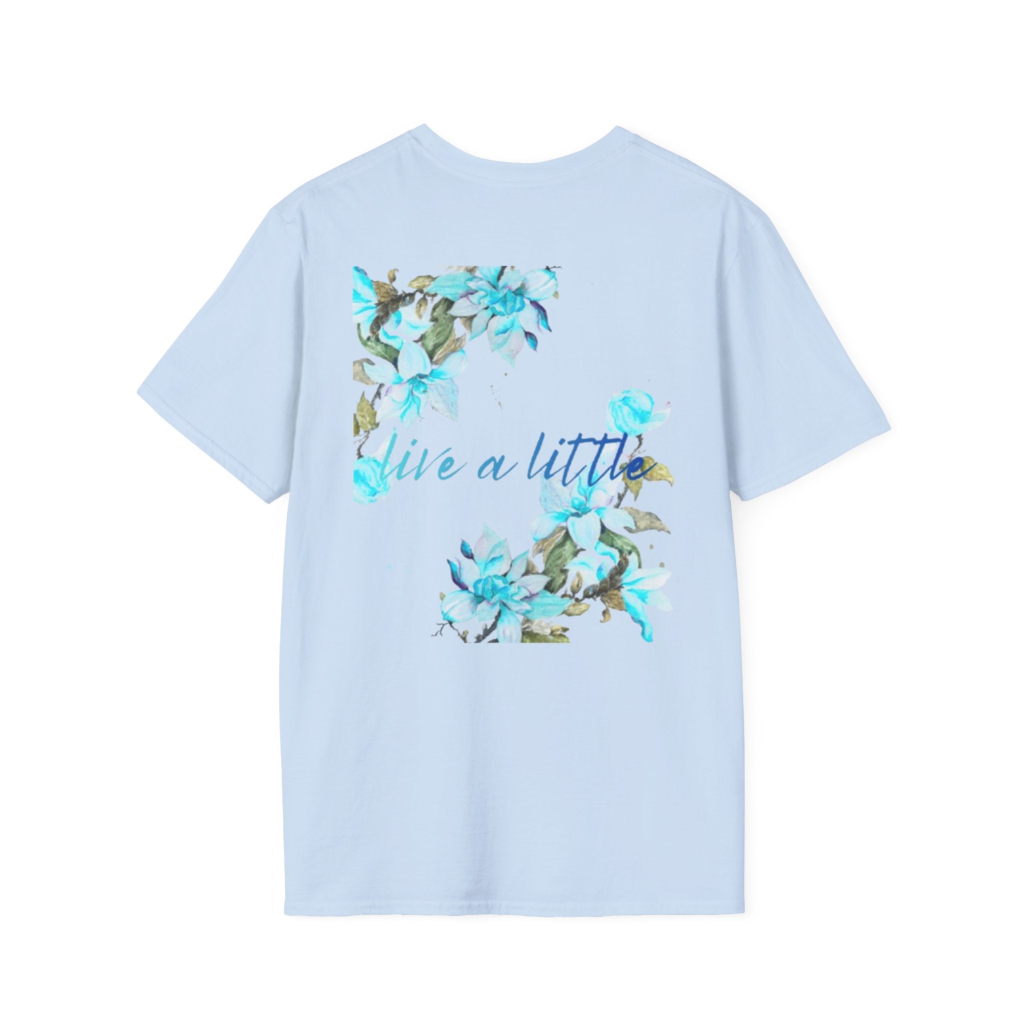Floral 'Give a Little' Tee – Blue Watercolor Flower T-Shirt