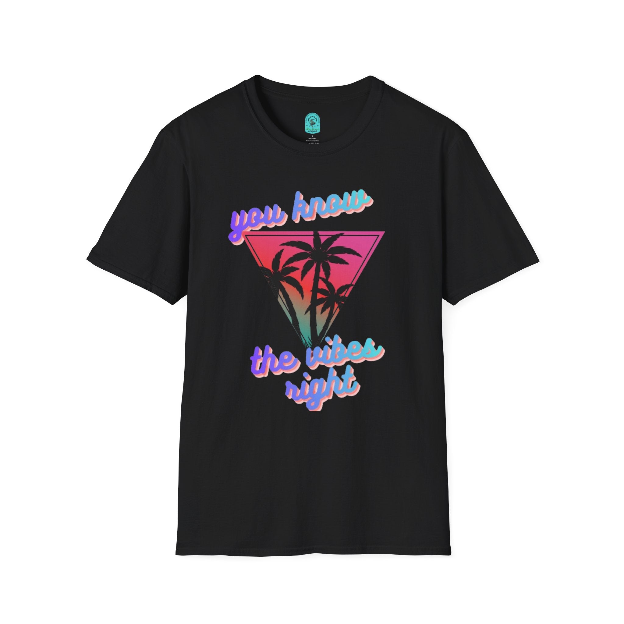 T-Shirt — "You Know the Vibes Right" Retro Palm Sunset Graphic Tee
