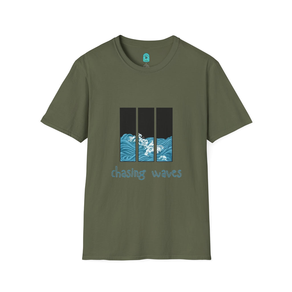 Waves Triptych T-Shirt — "Chasing Waves" Graphic Tee