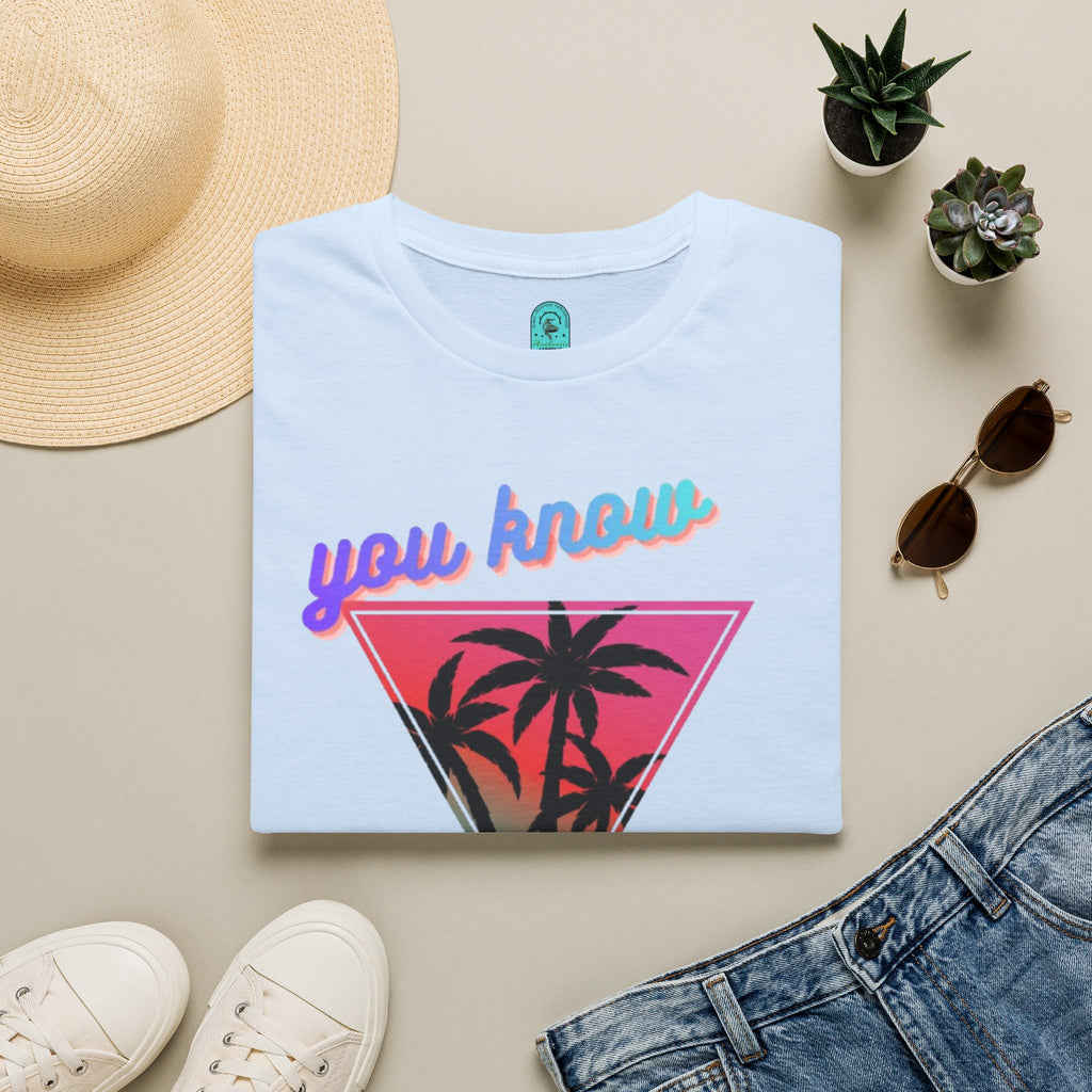 T-Shirt — "You Know the Vibes Right" Retro Palm Sunset Graphic Tee