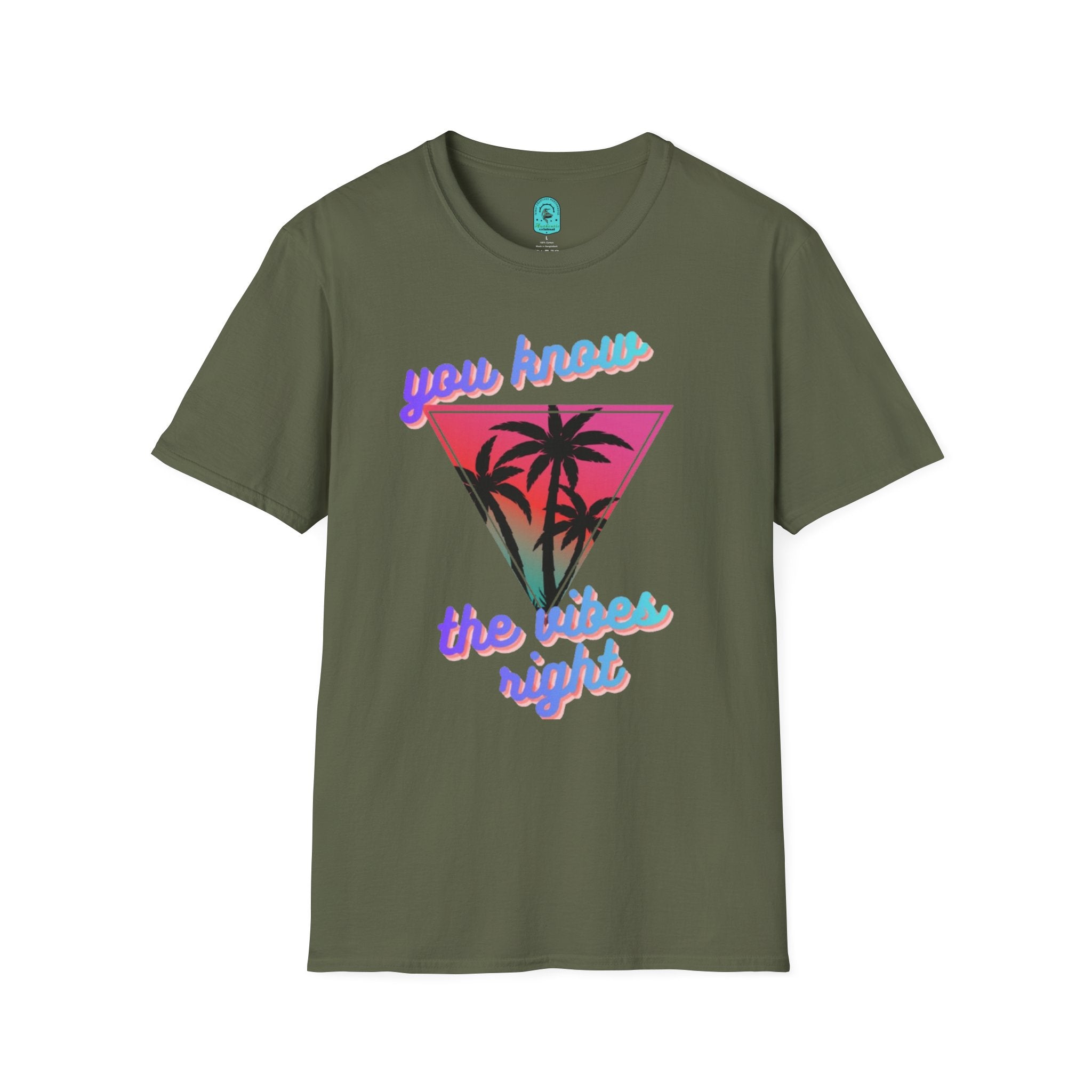 T-Shirt — "You Know the Vibes Right" Retro Palm Sunset Graphic Tee