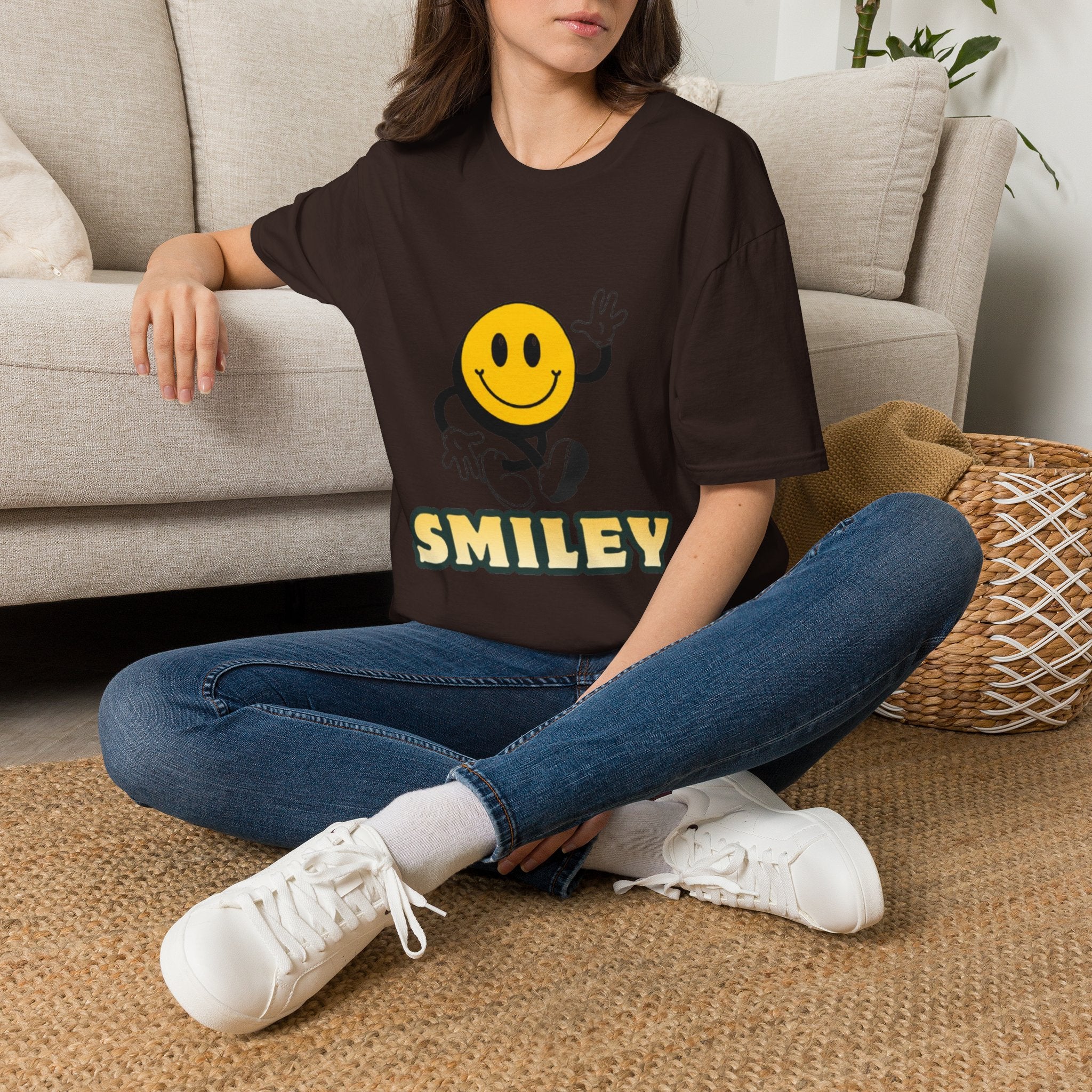 Smiley Waving T‑Shirt — Retro Happy Face Graphic Tee