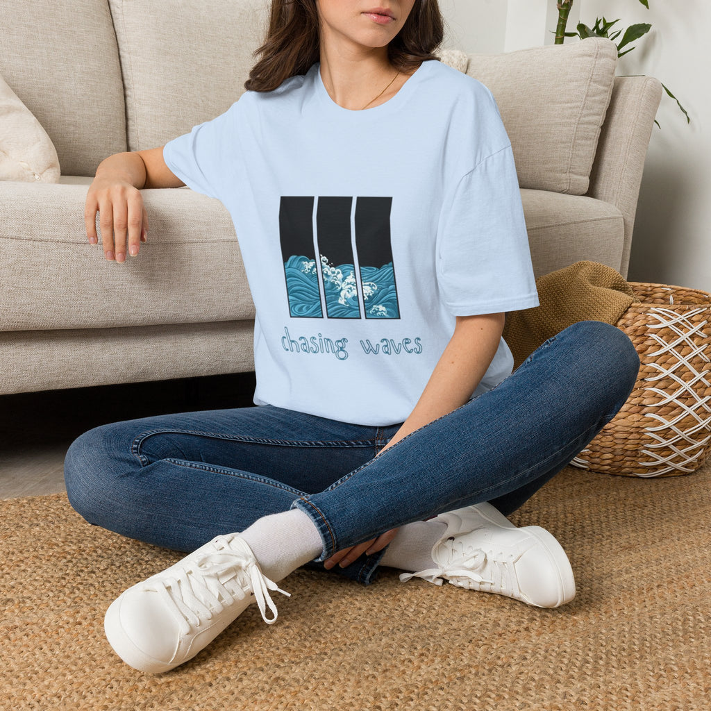 Waves Triptych T-Shirt — "Chasing Waves" Graphic Tee