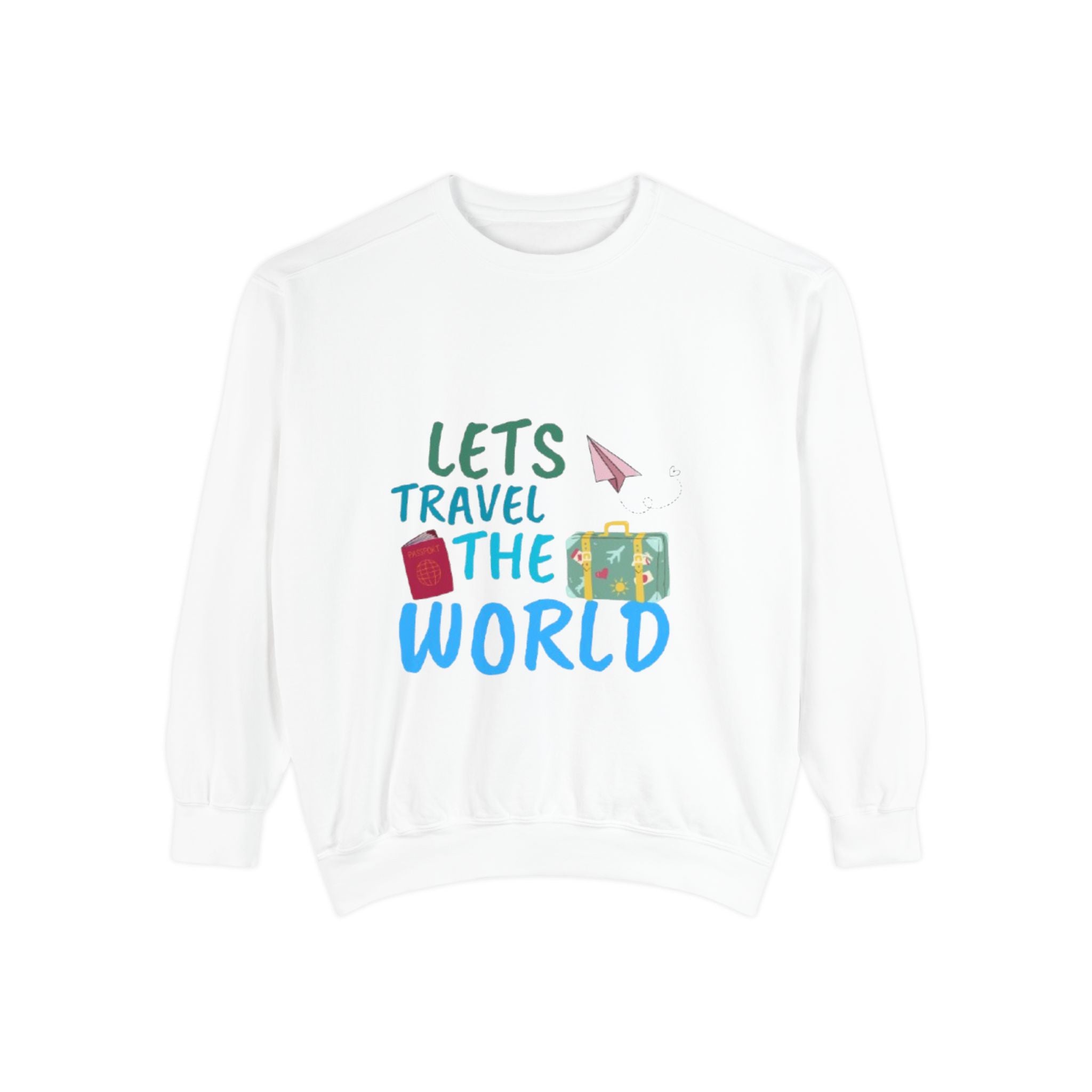 Travel Sweatshirt - "Let's Travel the World" Cozy Crewneck for Travelers