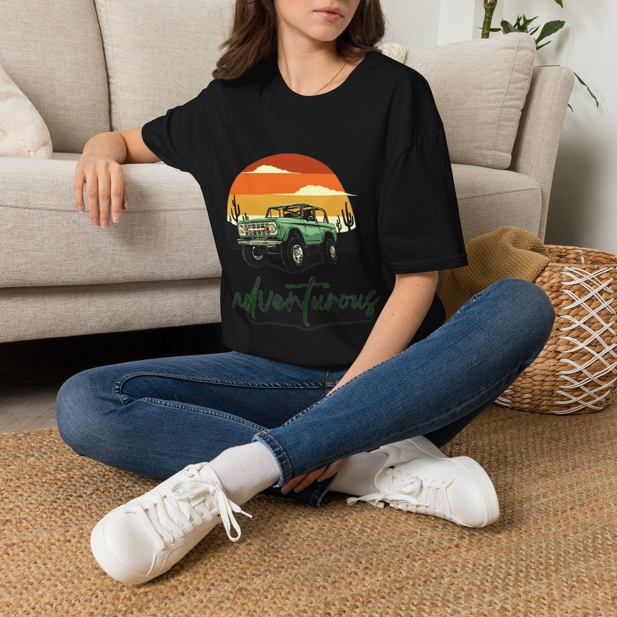 Adventure Jeep T-Shirt — Retro Desert Sunset Graphic Tee
