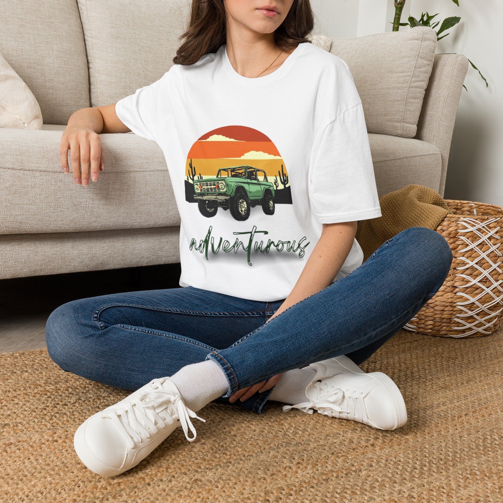 Adventure Jeep T-Shirt — Retro Desert Sunset Graphic Tee