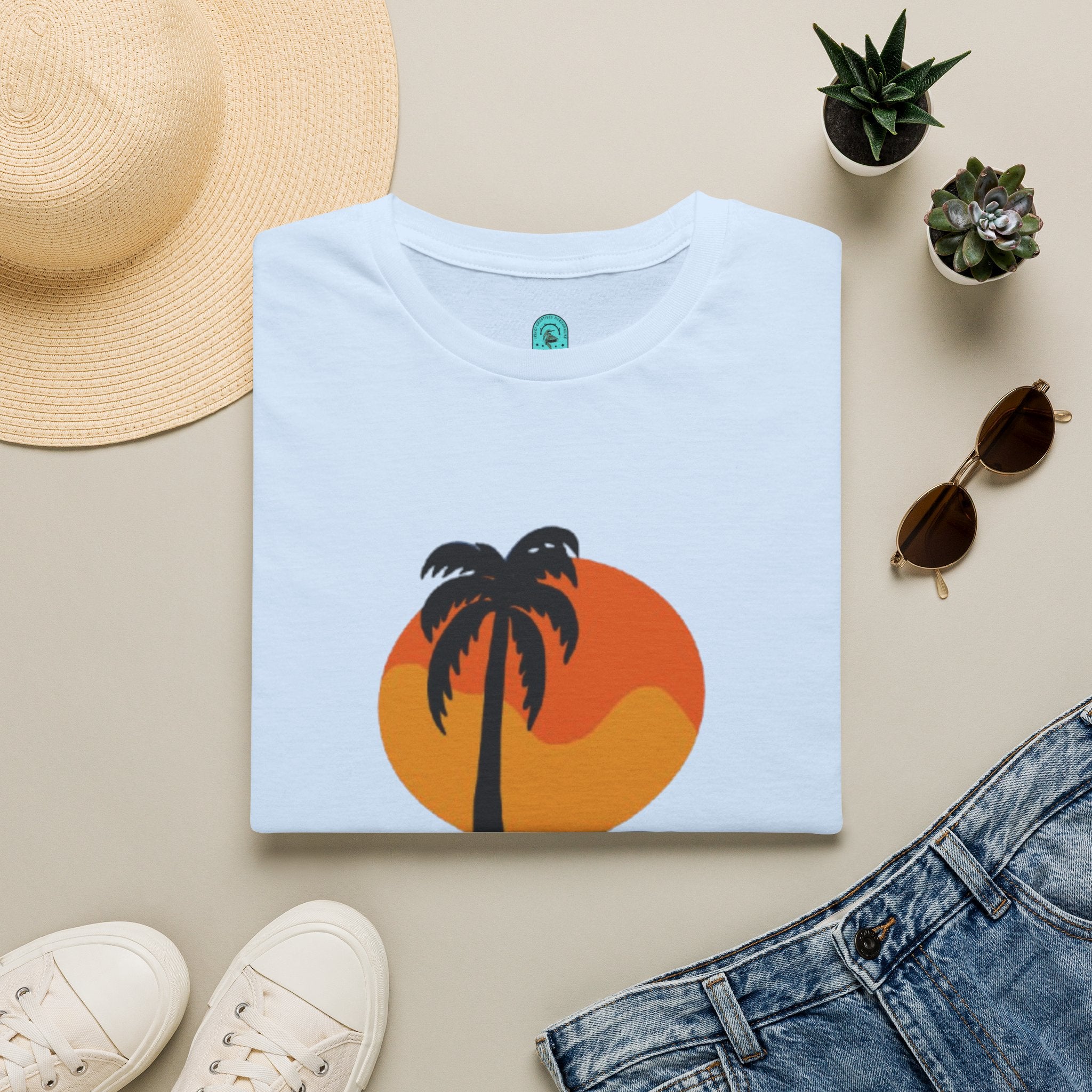 Palm Sunset T-Shirt — “Shell Yeah” Beach Vibes Tee