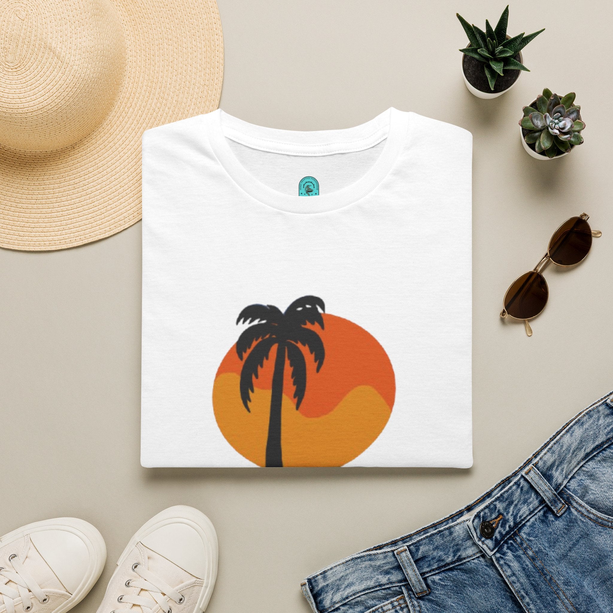 Palm Sunset T-Shirt — “Shell Yeah” Beach Vibes Tee