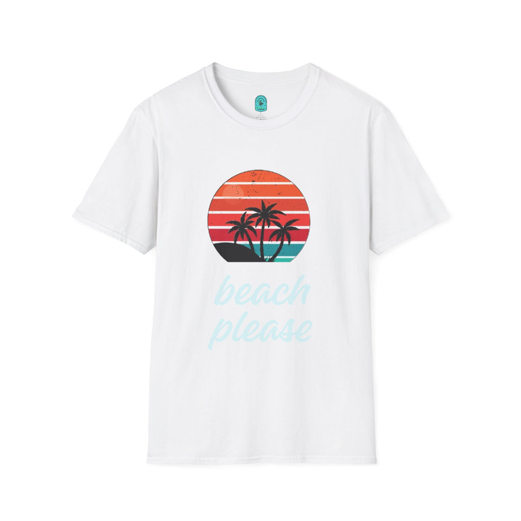 T-Shirt — Retro Sunset Palm Beach Please Tee