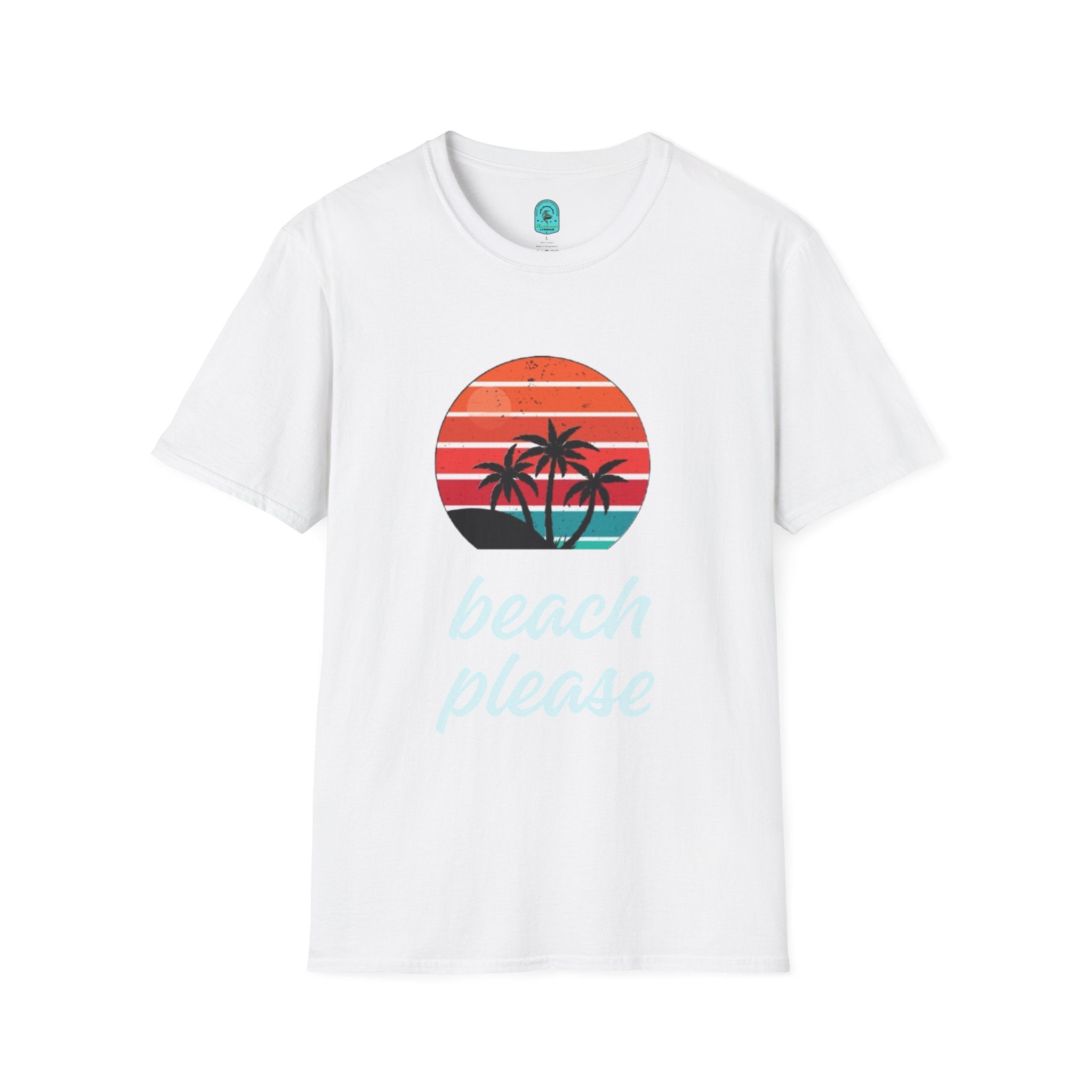 T-Shirt — Retro Sunset Palm Beach Please Tee