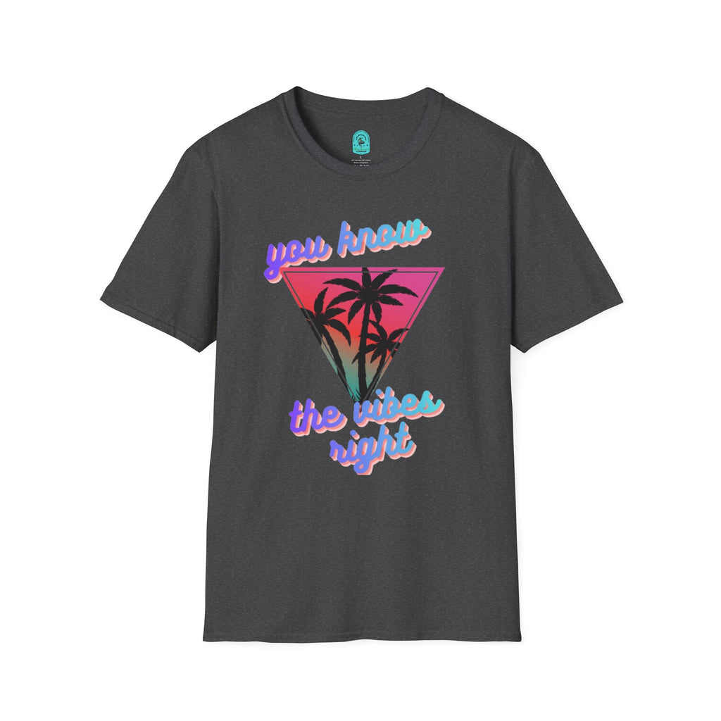 T-Shirt — "You Know the Vibes Right" Retro Palm Sunset Graphic Tee