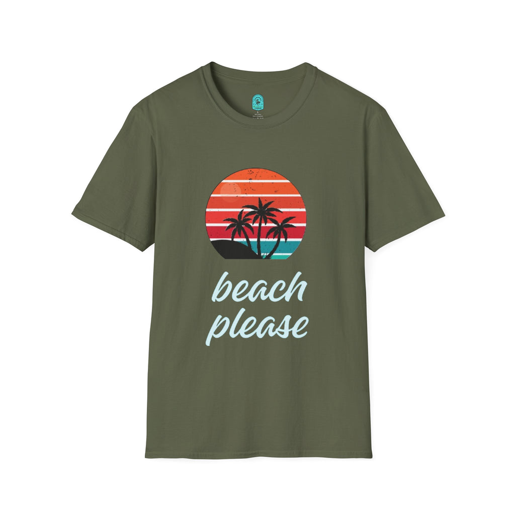 T-Shirt — Retro Sunset Palm Beach Please Tee
