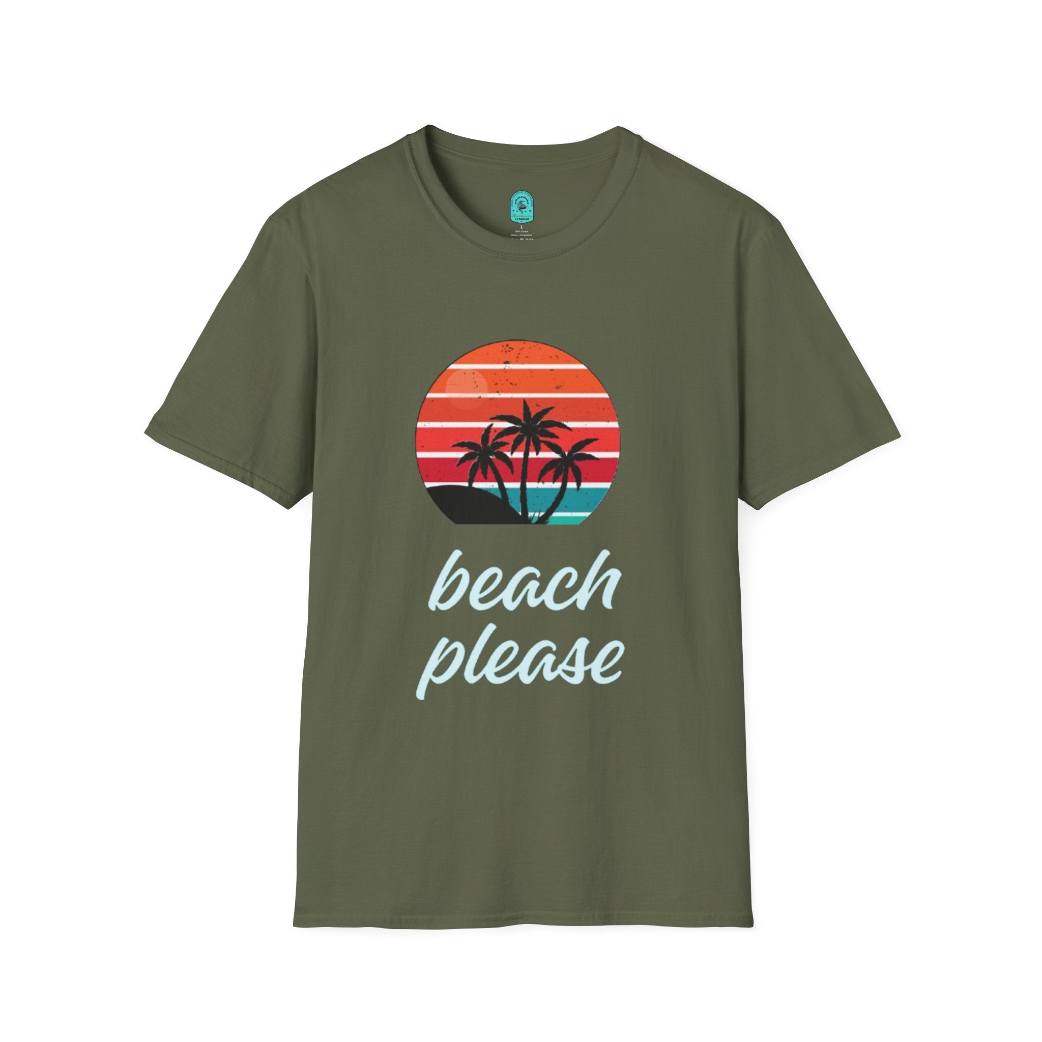 T-Shirt — Retro Sunset Palm Beach Please Tee