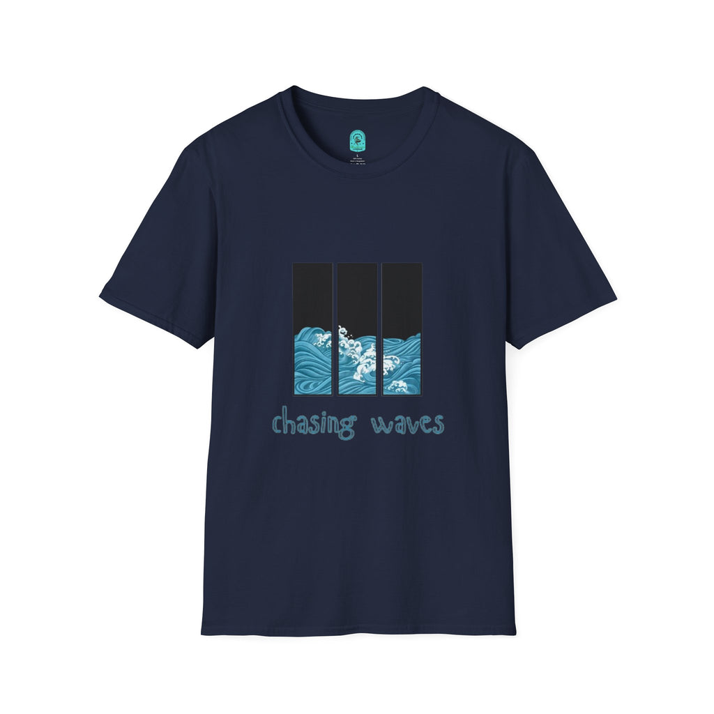 Waves Triptych T-Shirt — "Chasing Waves" Graphic Tee