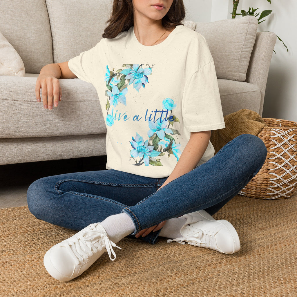 Floral 'Give a Little' Tee – Blue Watercolor Flower T-Shirt