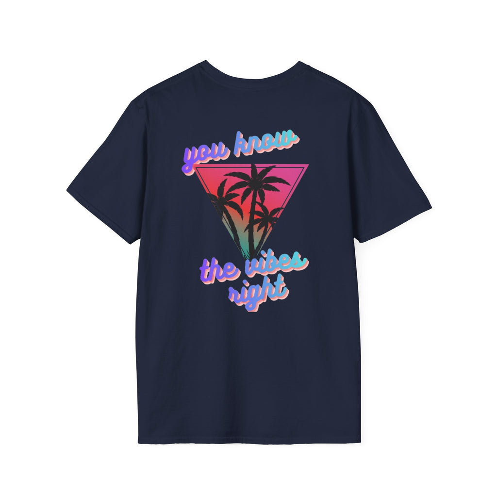 T-Shirt — "You Know the Vibes Right" Retro Palm Sunset Graphic Tee