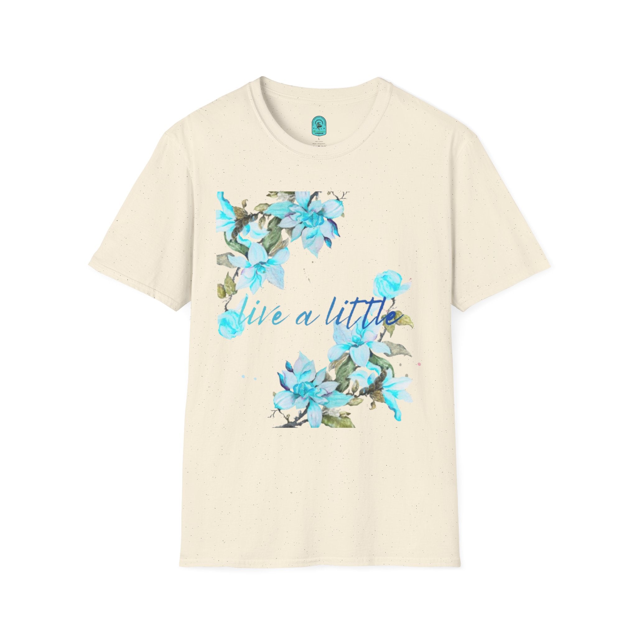 Floral 'Give a Little' Tee – Blue Watercolor Flower T-Shirt