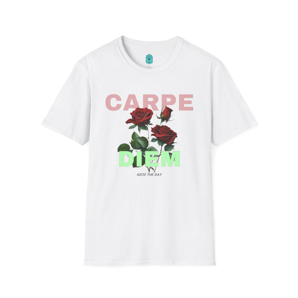 Carpe Diem Rose Tee — Inspirational Floral Graphic T-Shirt