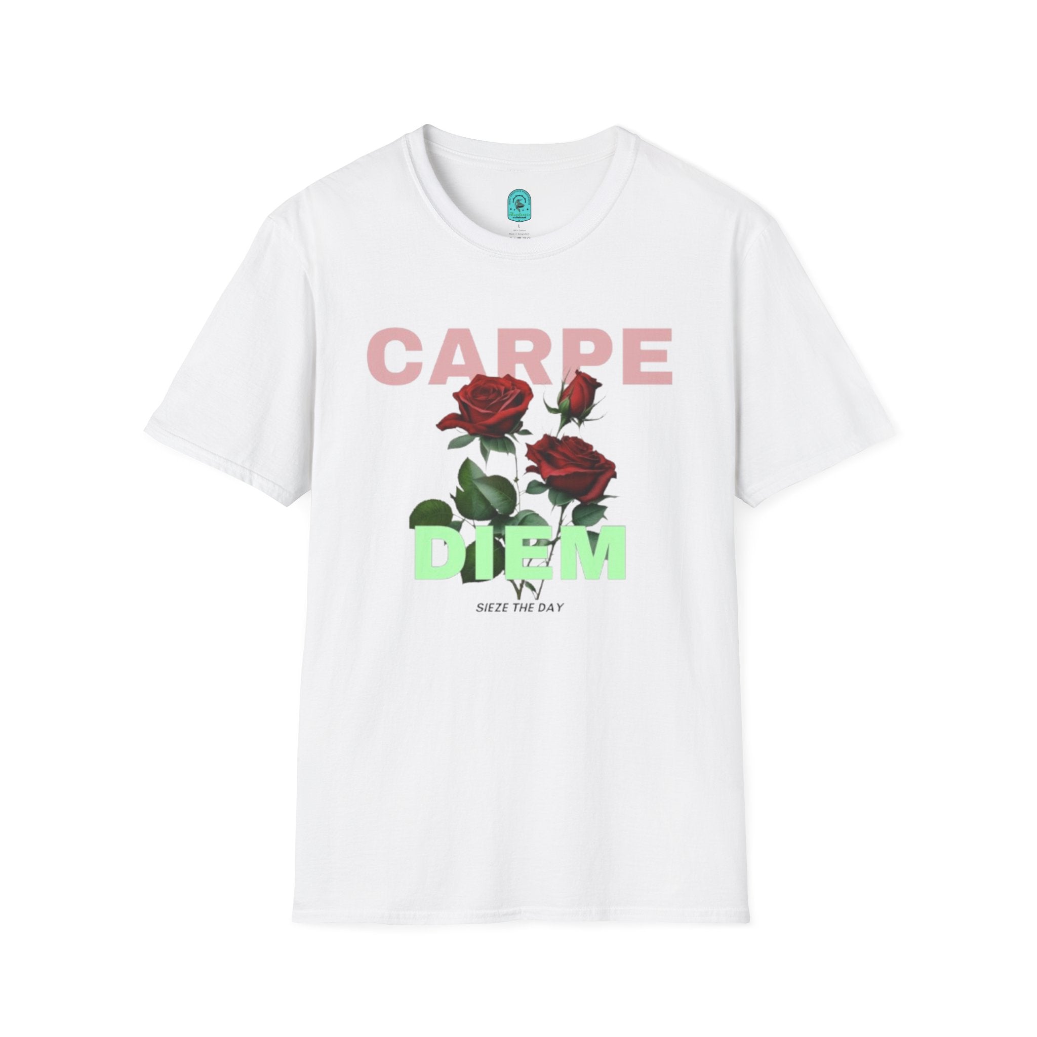 Carpe Diem Rose Tee — Inspirational Floral Graphic T-Shirt