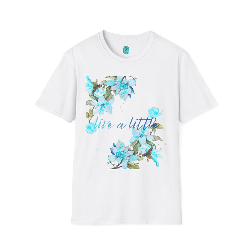 Floral 'Give a Little' Tee – Blue Watercolor Flower T-Shirt