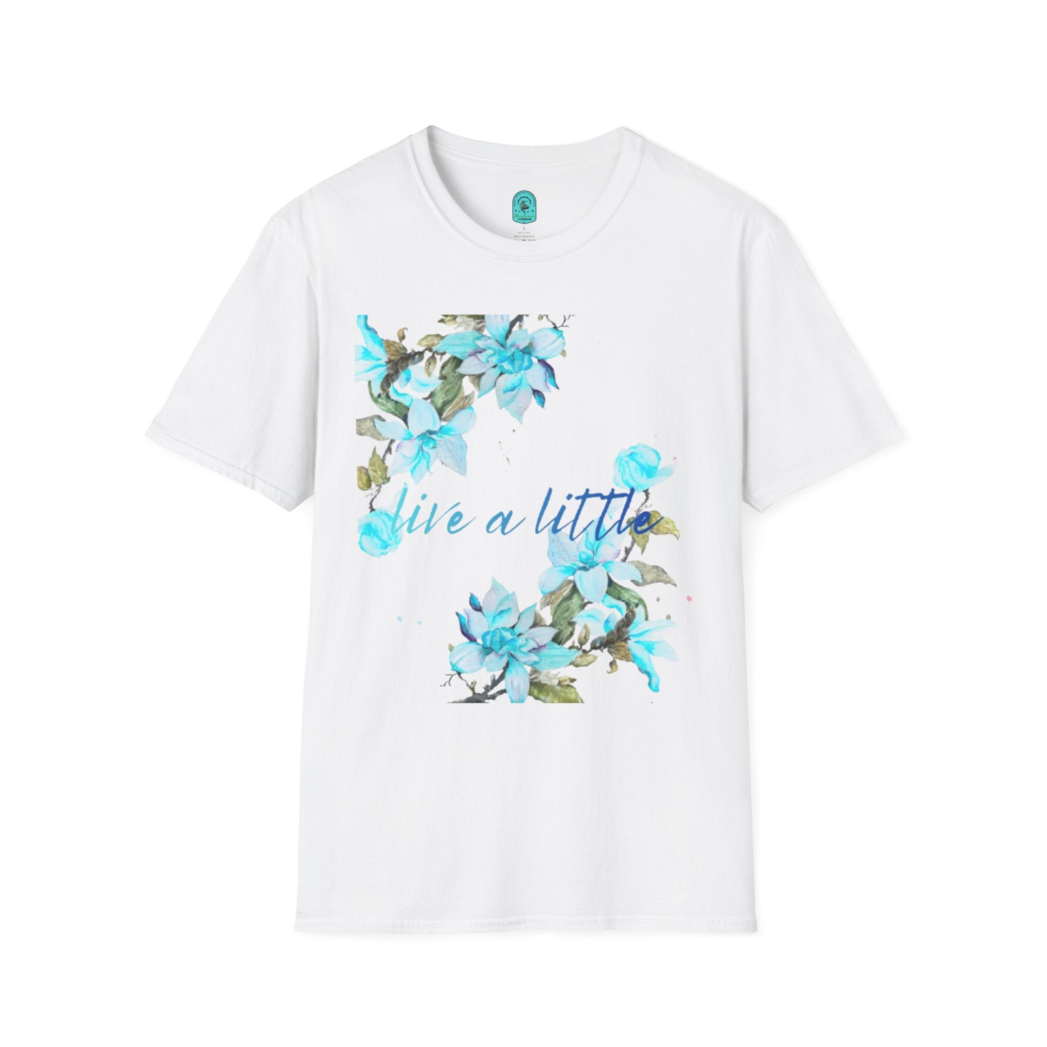 Floral 'Give a Little' Tee – Blue Watercolor Flower T-Shirt