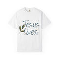 Jesus Lives T-Shirt — Floral Script Christian Tee