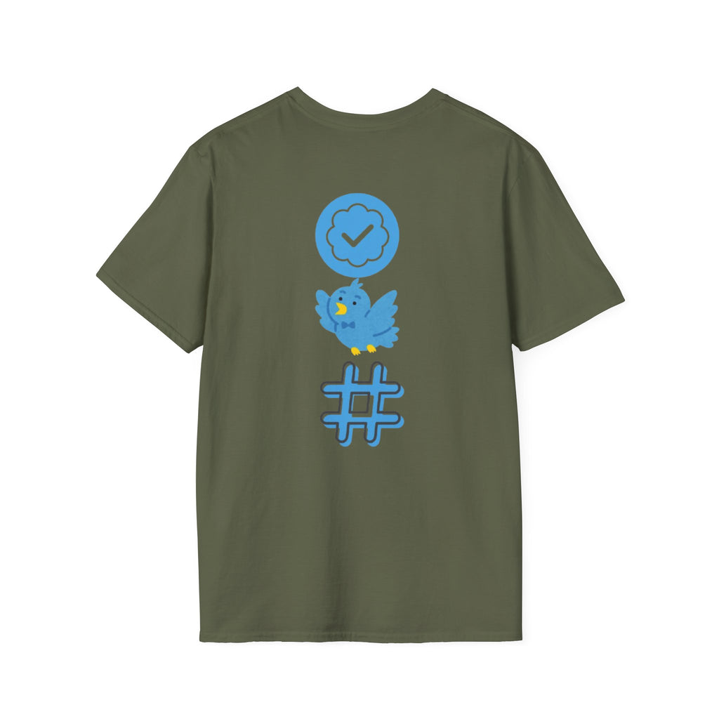 Verified Blue Bird T-Shirt — Social Media Checkmark & Hashtag Graphic Tee
