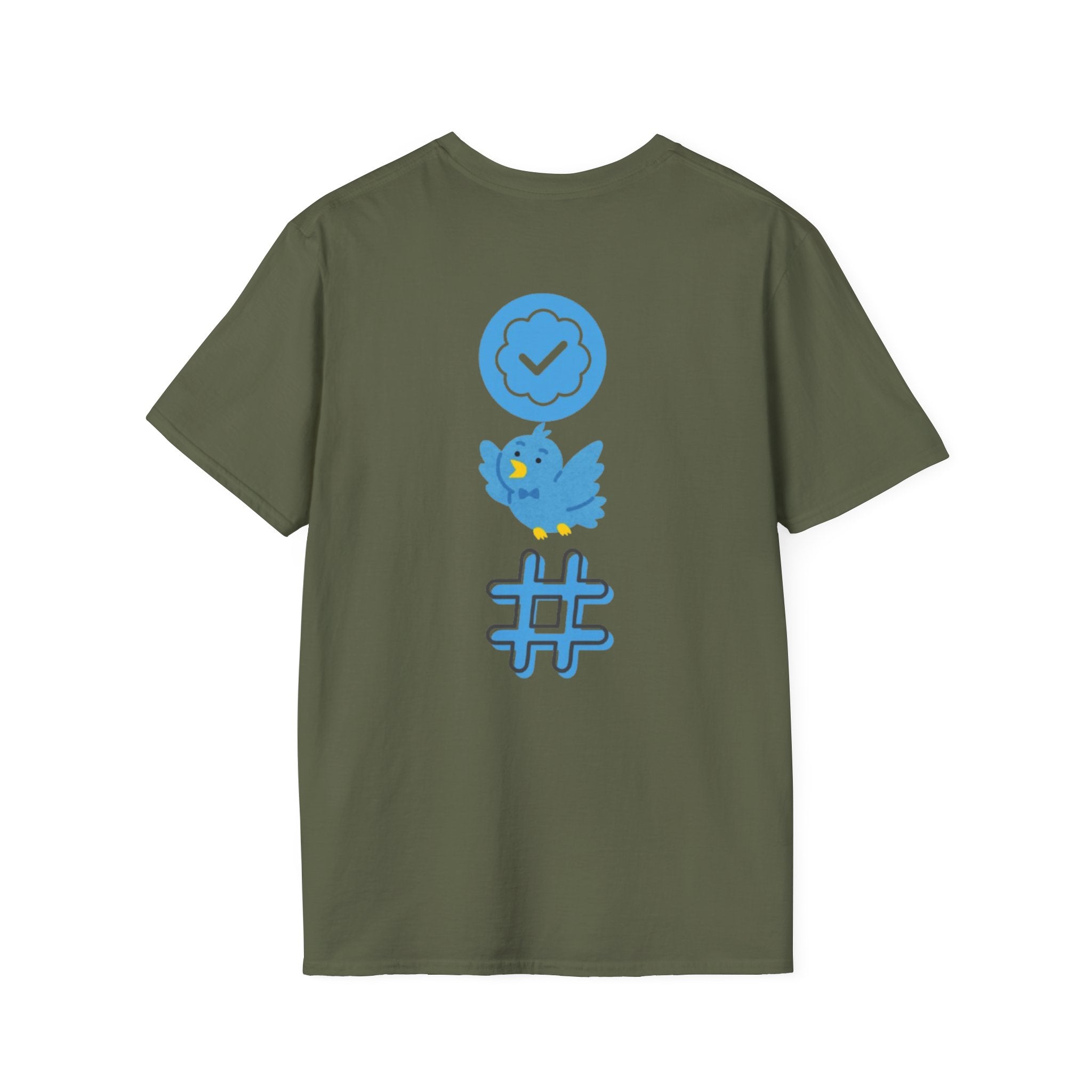 Verified Blue Bird T-Shirt — Social Media Checkmark & Hashtag Graphic Tee