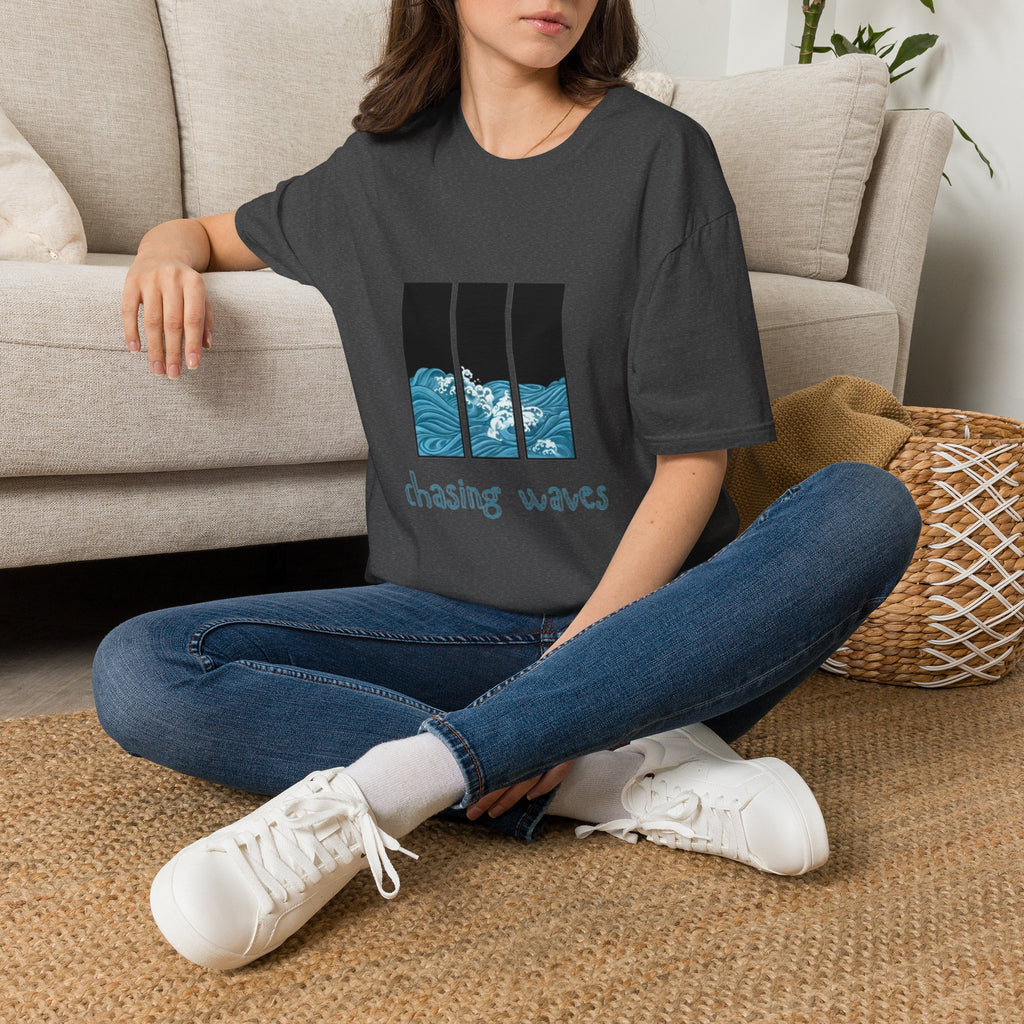 Waves Triptych T-Shirt — "Chasing Waves" Graphic Tee
