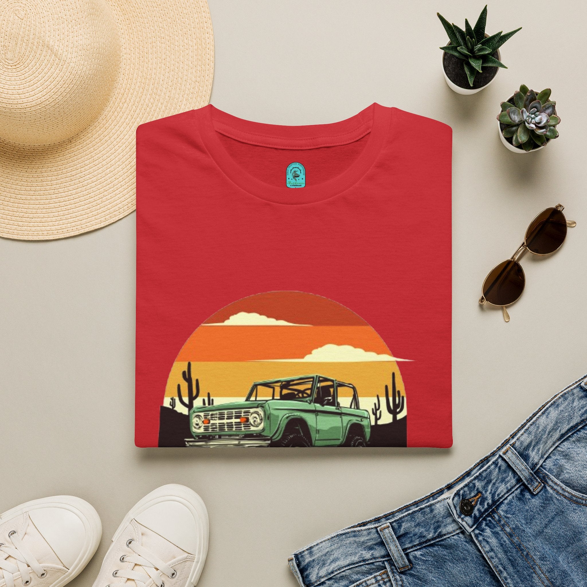 Adventure Jeep T-Shirt — Retro Desert Sunset Graphic Tee