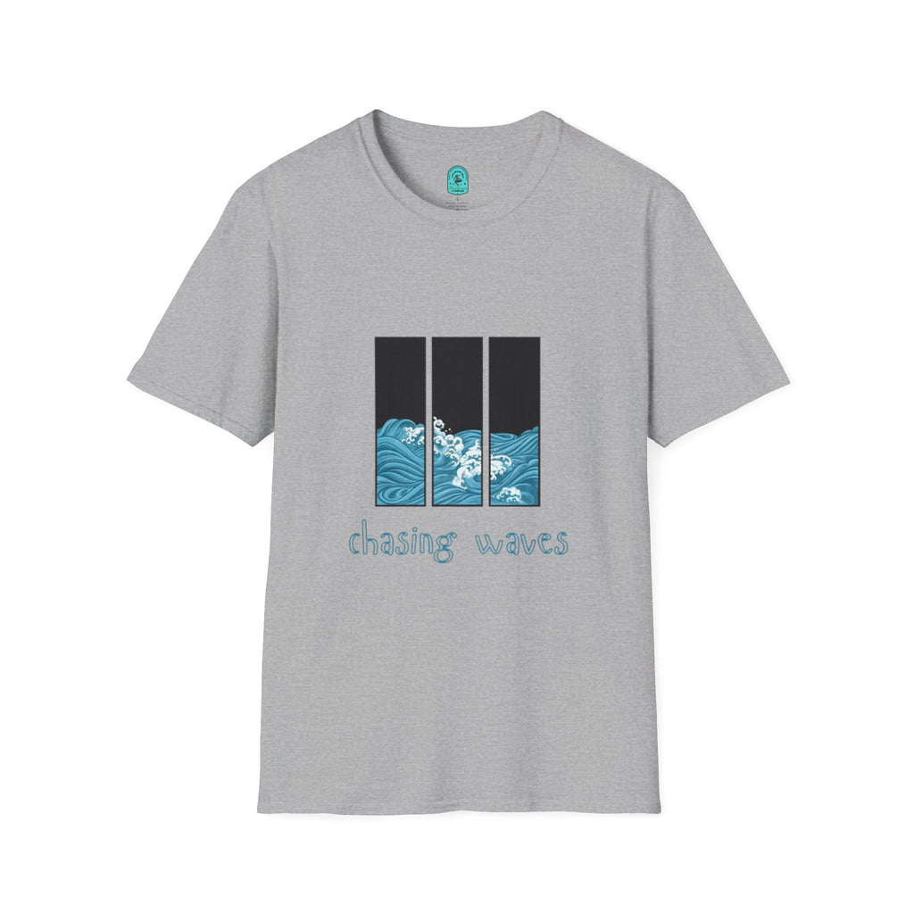 Waves Triptych T-Shirt — "Chasing Waves" Graphic Tee