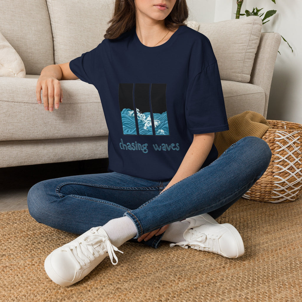Waves Triptych T-Shirt — "Chasing Waves" Graphic Tee