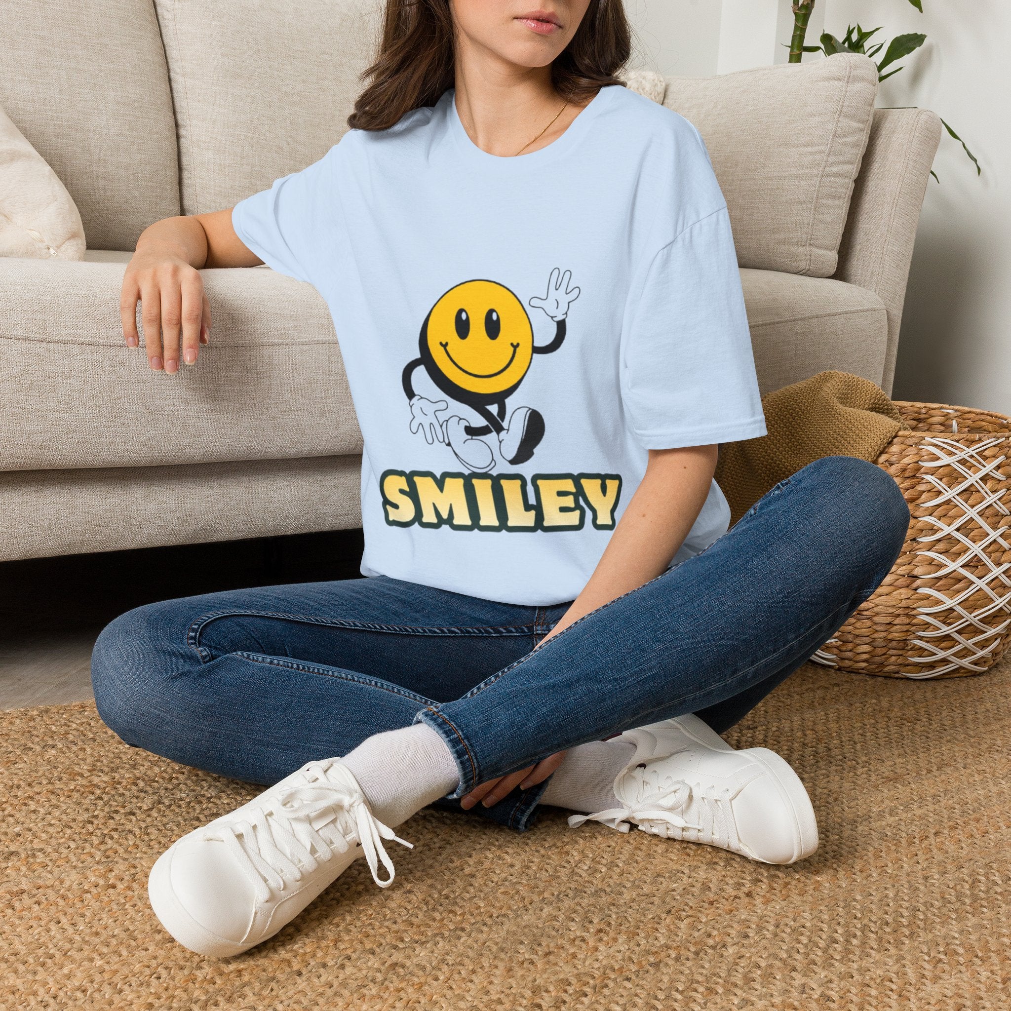 Smiley Waving T‑Shirt — Retro Happy Face Graphic Tee