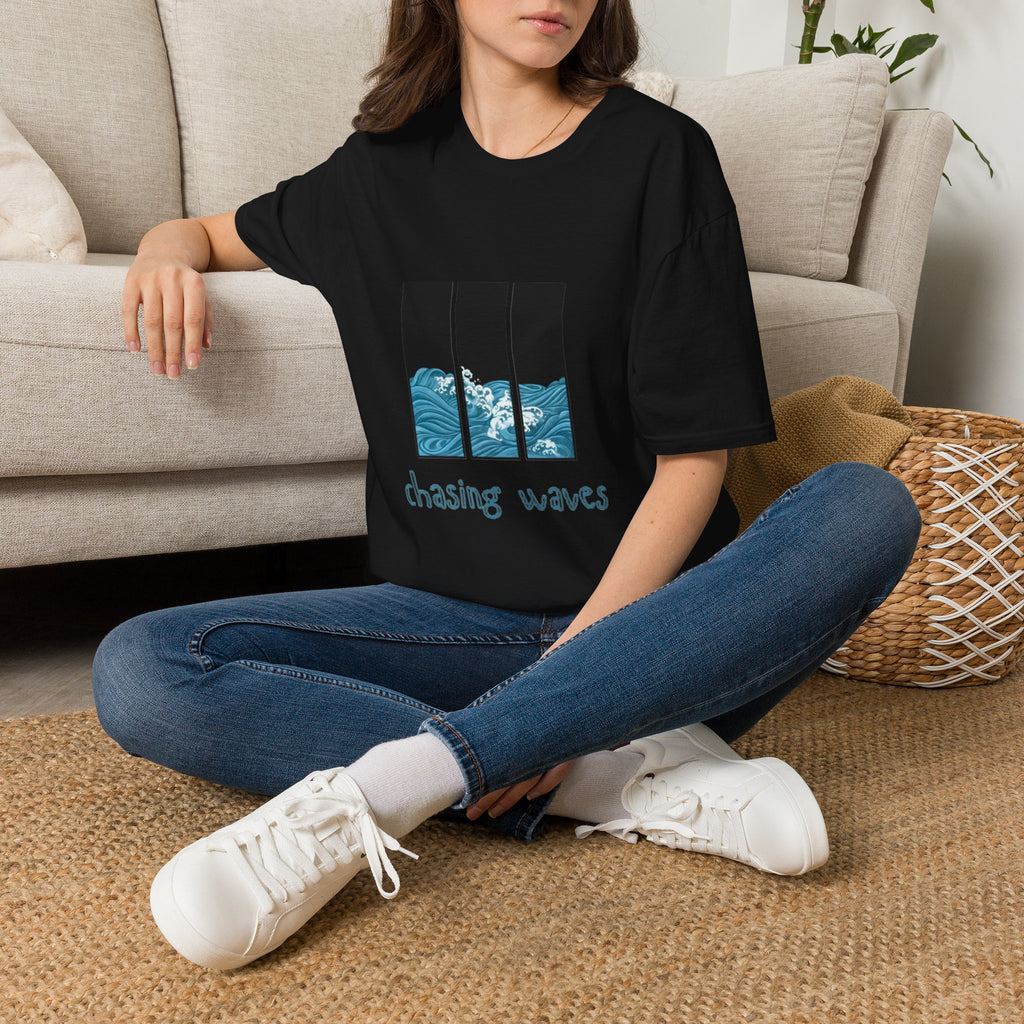 Waves Triptych T-Shirt — "Chasing Waves" Graphic Tee