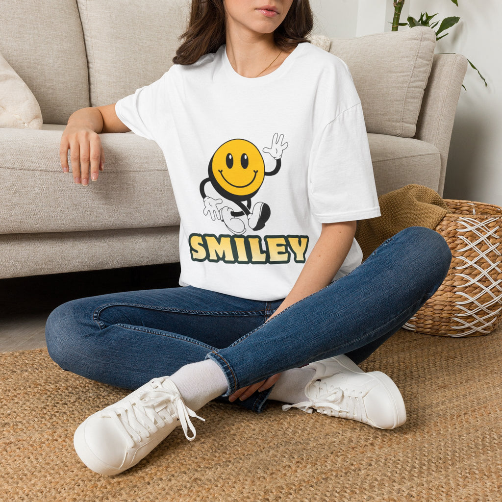 Smiley Waving T‑Shirt — Retro Happy Face Graphic Tee