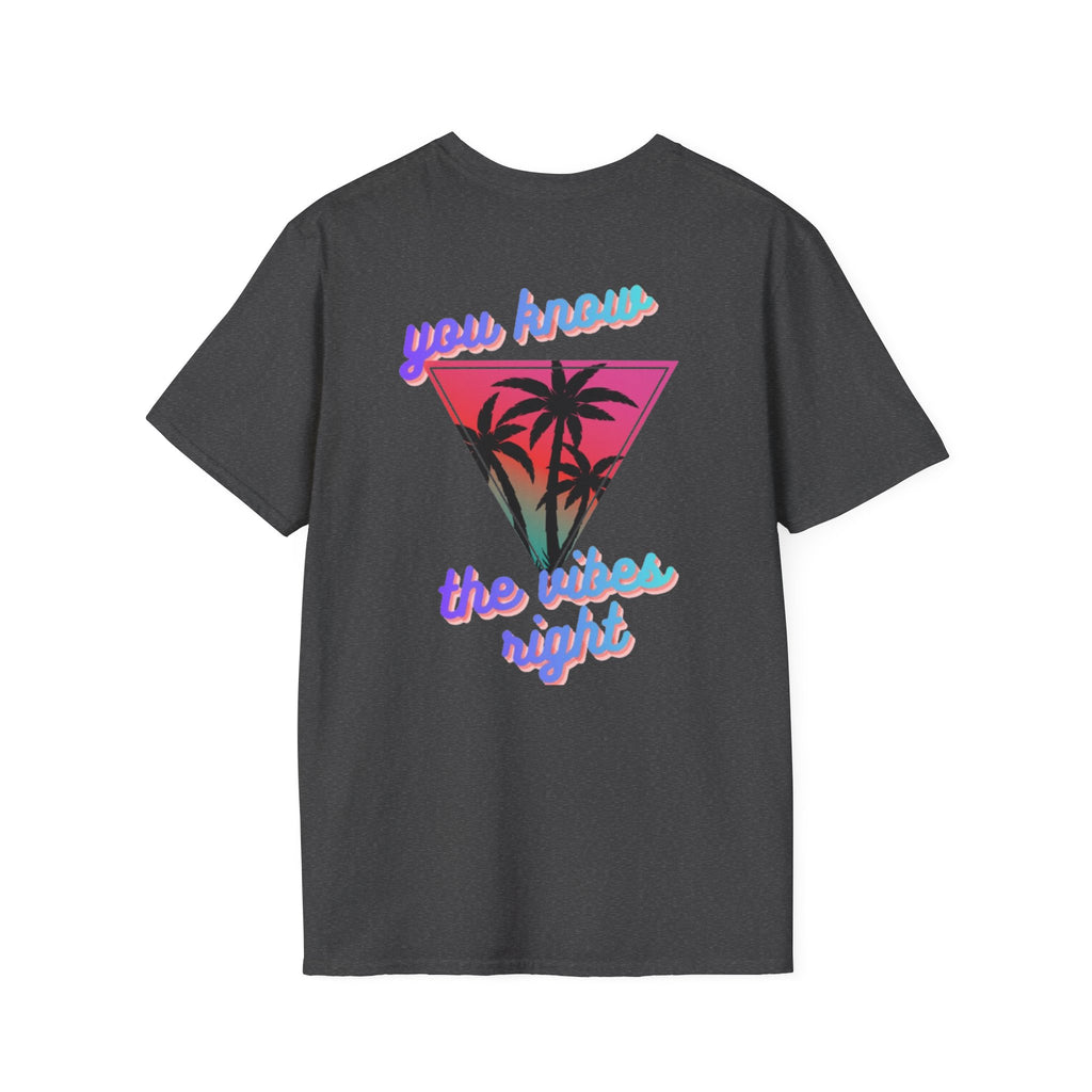 T-Shirt — "You Know the Vibes Right" Retro Palm Sunset Graphic Tee