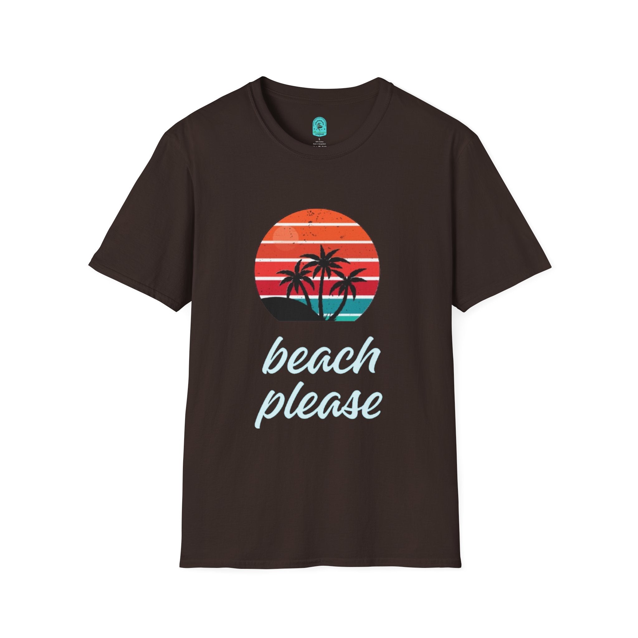 T-Shirt — Retro Sunset Palm Beach Please Tee