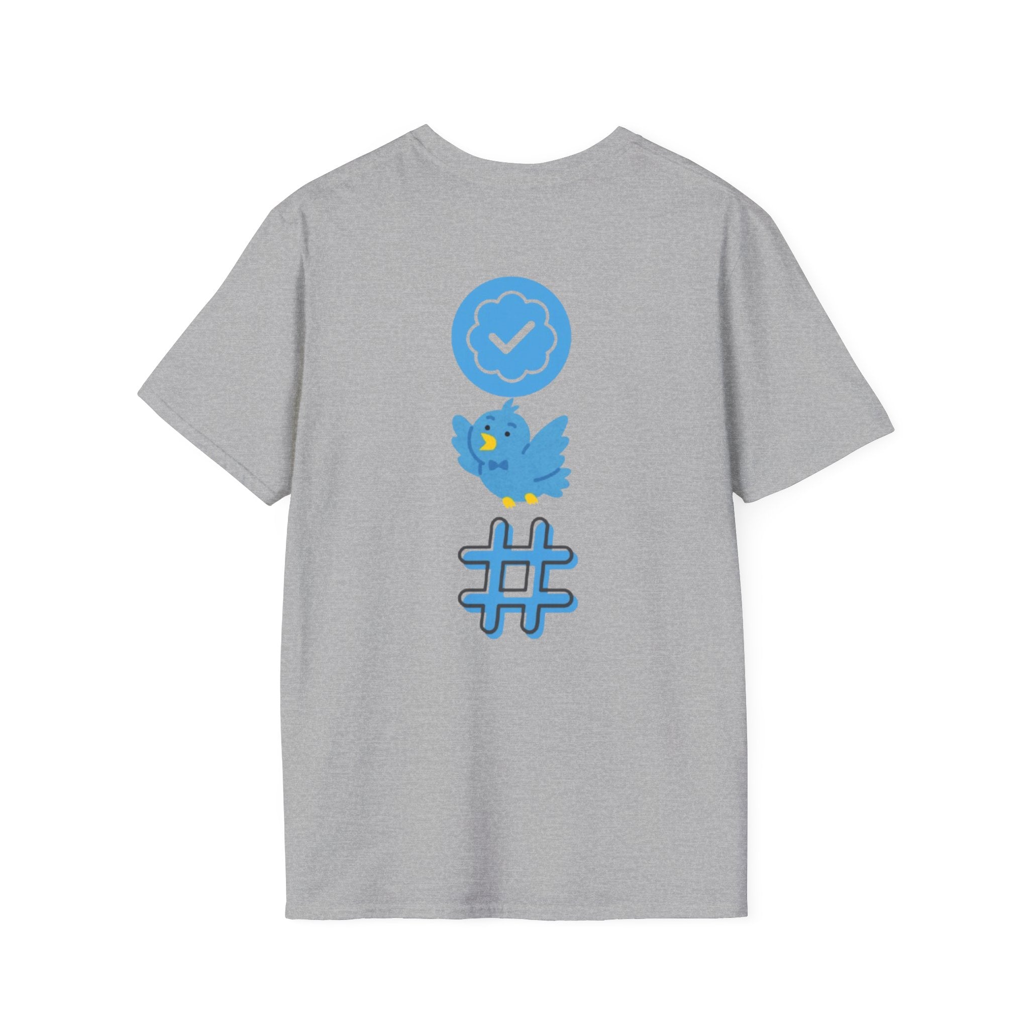 Verified Blue Bird T-Shirt — Social Media Checkmark & Hashtag Graphic Tee