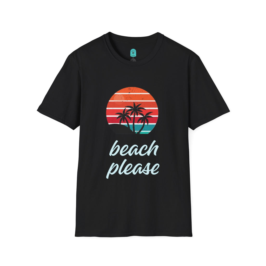 T-Shirt — Retro Sunset Palm Beach Please Tee
