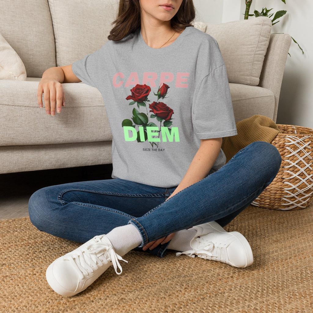 Carpe Diem Rose Tee — Inspirational Floral Graphic T-Shirt