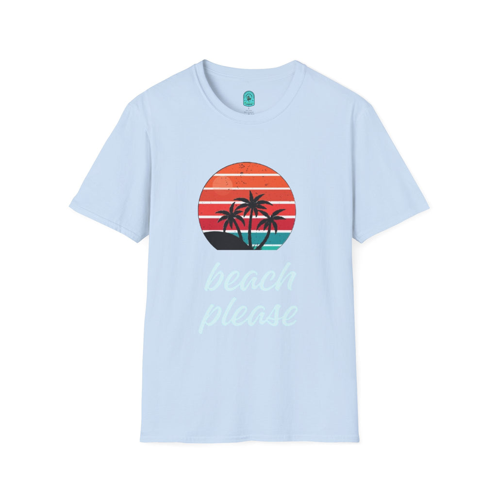 T-Shirt — Retro Sunset Palm Beach Please Tee