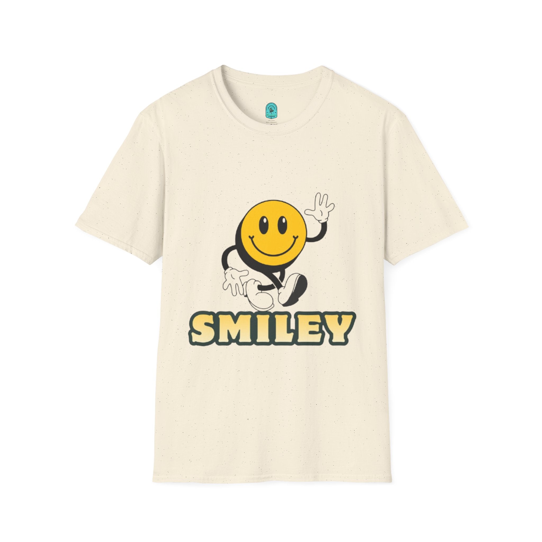 Smiley Waving T‑Shirt — Retro Happy Face Graphic Tee