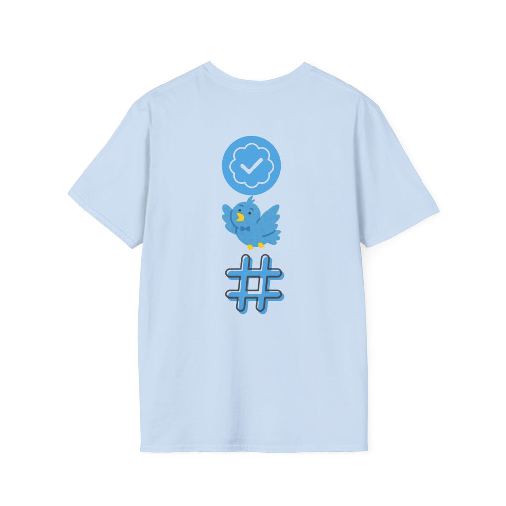 Verified Blue Bird T-Shirt — Social Media Checkmark & Hashtag Graphic Tee