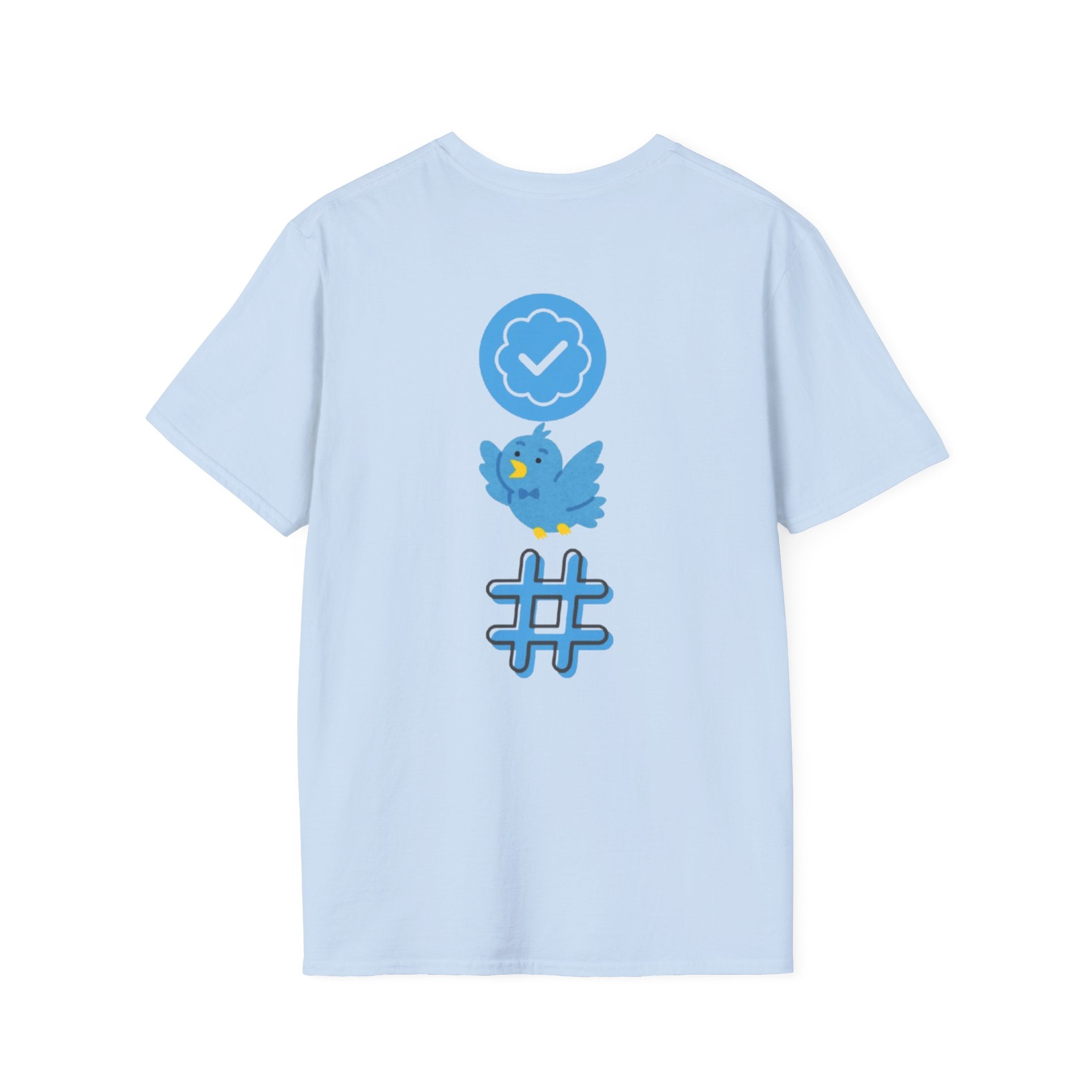 Verified Blue Bird T-Shirt — Social Media Checkmark & Hashtag Graphic Tee