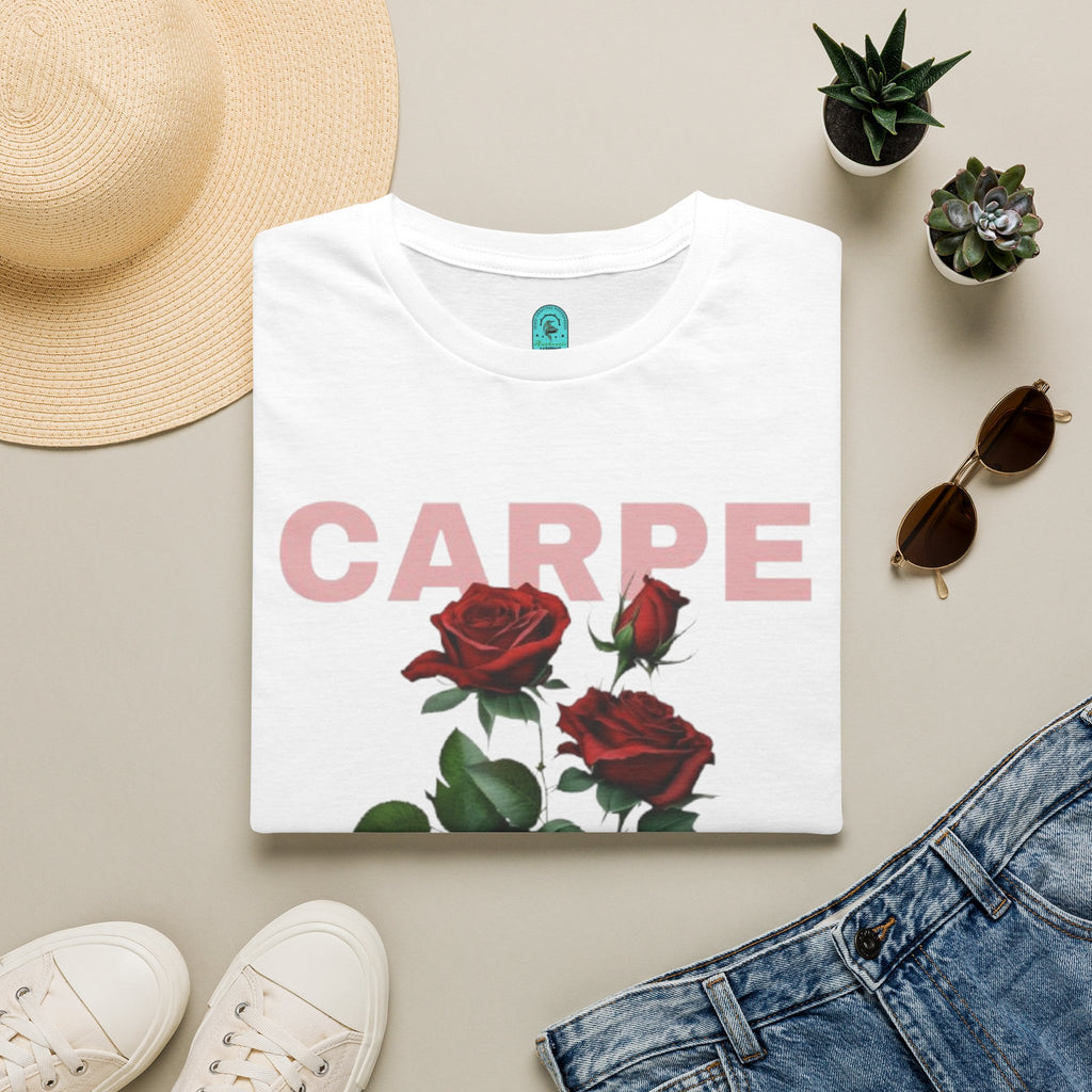 Carpe Diem Rose Tee — Inspirational Floral Graphic T-Shirt