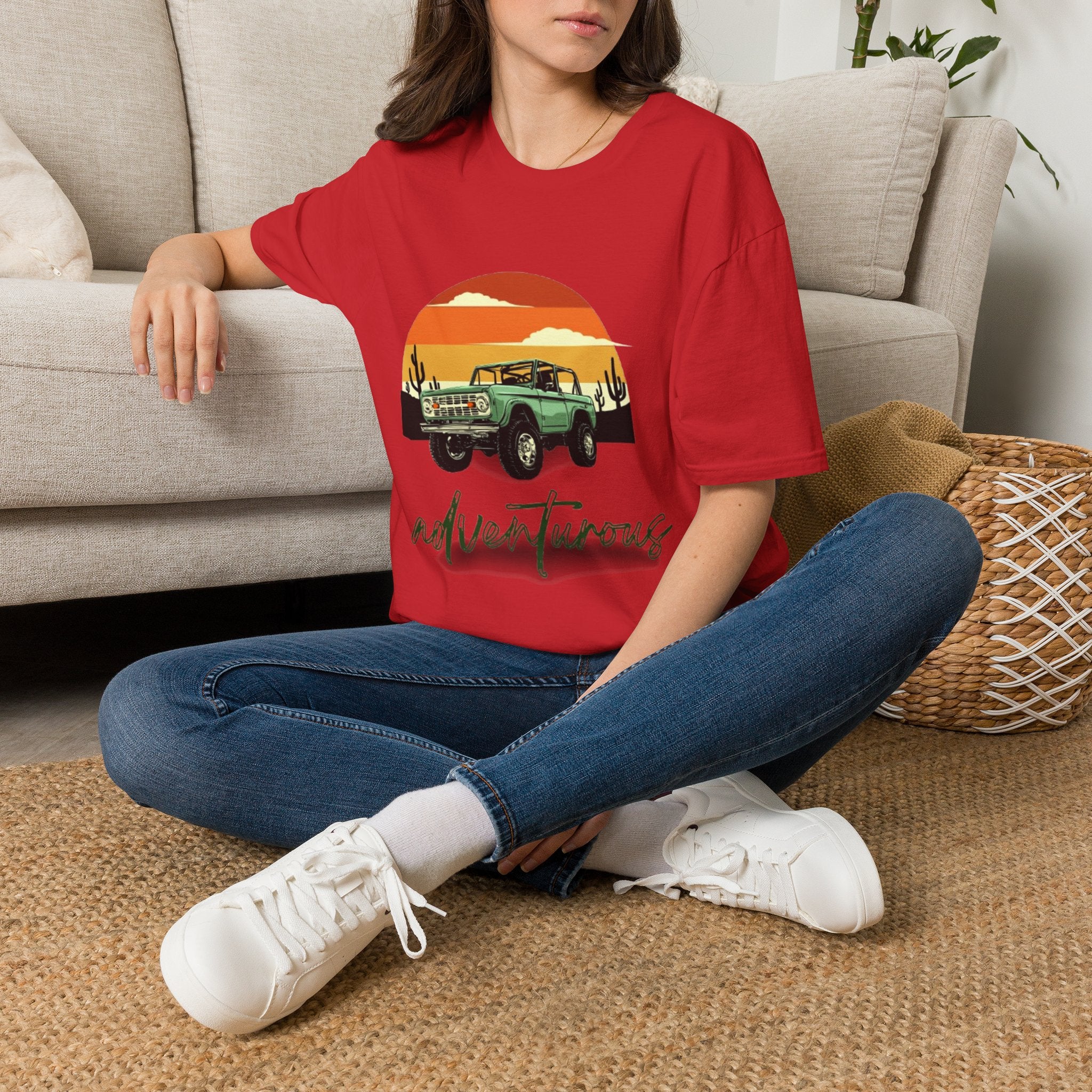 Adventure Jeep T-Shirt — Retro Desert Sunset Graphic Tee