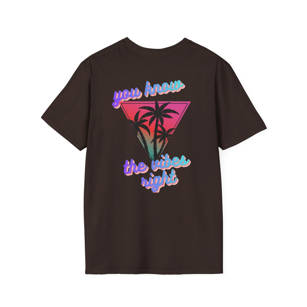 T-Shirt — "You Know the Vibes Right" Retro Palm Sunset Graphic Tee