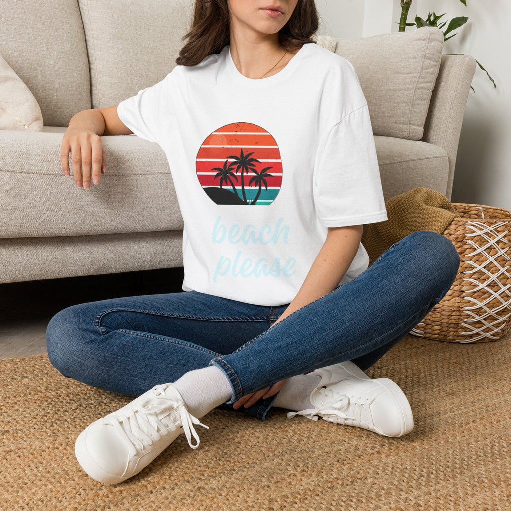 T-Shirt — Retro Sunset Palm Beach Please Tee