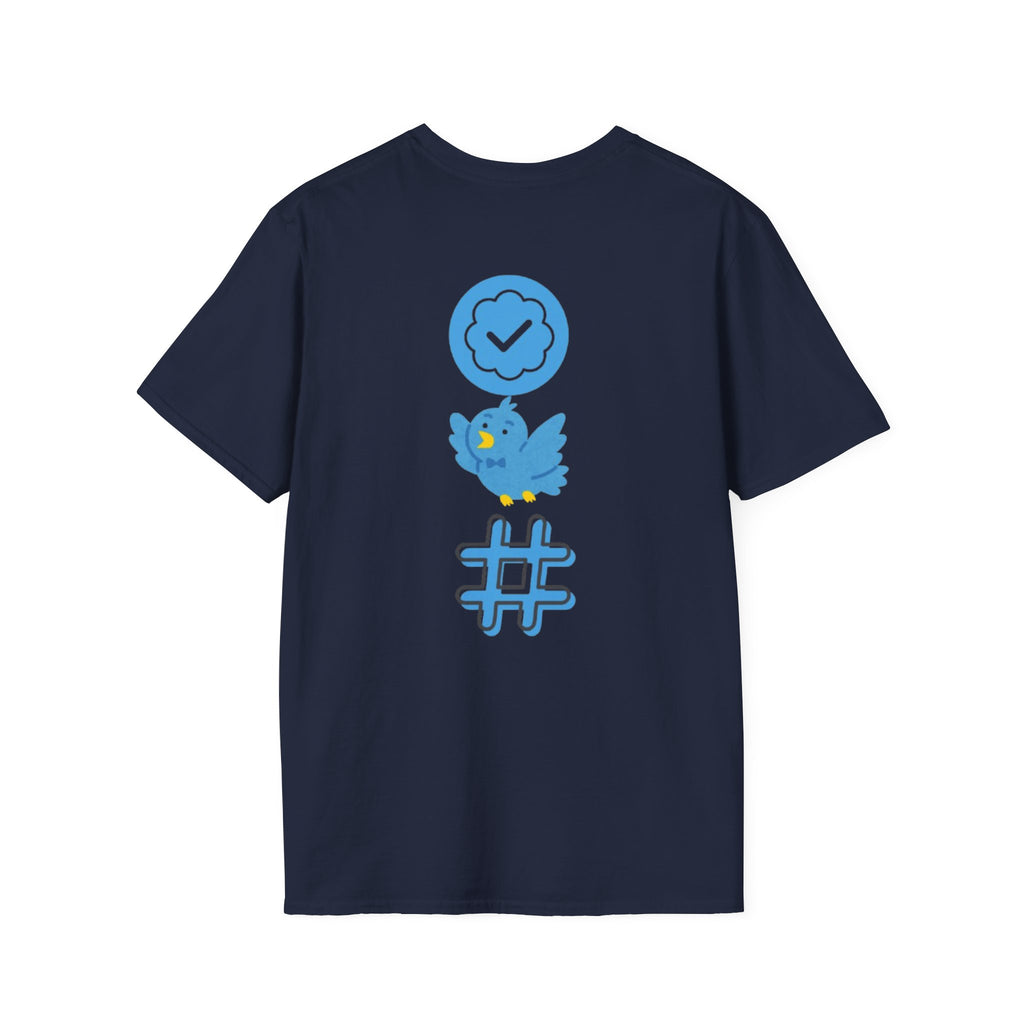 Verified Blue Bird T-Shirt — Social Media Checkmark & Hashtag Graphic Tee