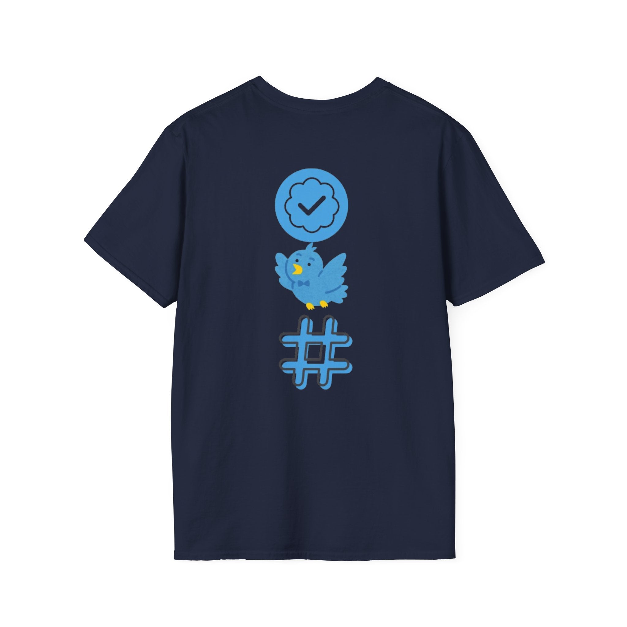 Verified Blue Bird T-Shirt — Social Media Checkmark & Hashtag Graphic Tee